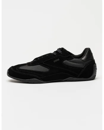 Tenisi low-cut din piele intoarsa si material textil Jaylen, Negru