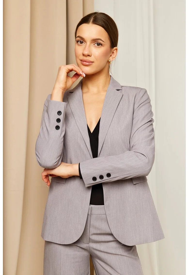 Blazer cu un singur nasture - burgundy, Gri cenusiu