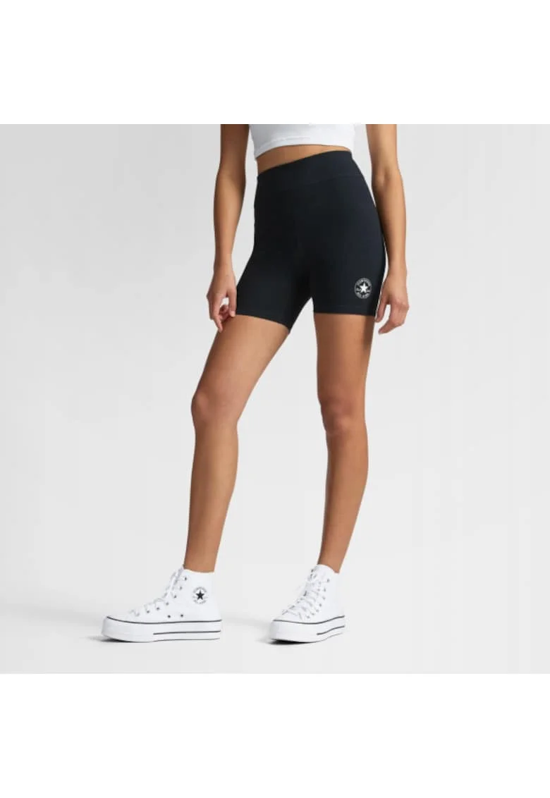 Pantaloni scurti sport dama  slim fit, negru, bumbac cu spandex