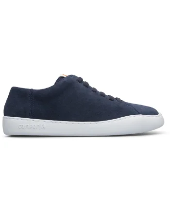Pantofi sport de piele nabuc cu sireturi elastice Peu Tourin, Alb/Bleumarin