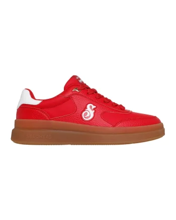 Pantofi sport de piele Courtside Cali Dudez, Alb/Rosu vermillion