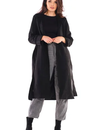 Palton dama, Awarma, Poliester, Negru, Negru