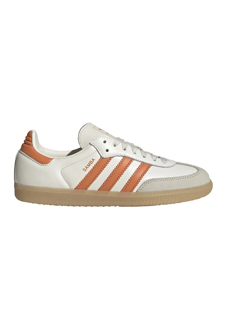 Pantofi sport low-cut din piele Samba, Gri deschis/Portocaliu