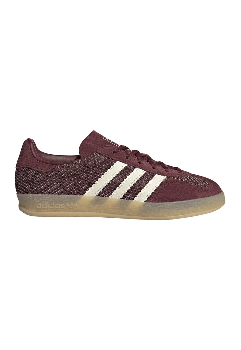 Pantofi sport din material textil cu garnituri din piele intoarsa Gazelle Indoor, Visiniu/Alb fildes