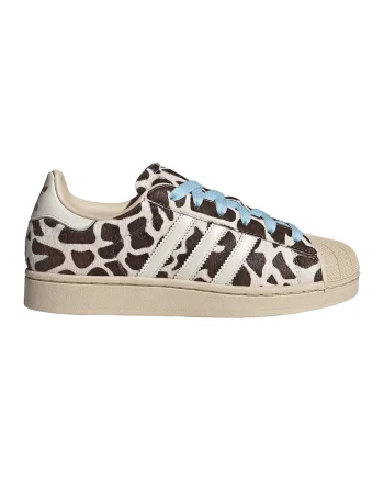 Tenisi din piele cu model animal print Superstar II, Alb fildes/Maro/Bej