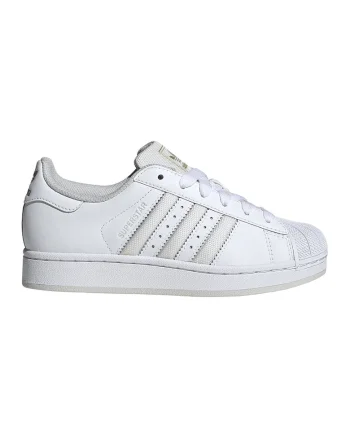 Pantofi sport din piele lacuita Superstar II, Alb/Gri deschis