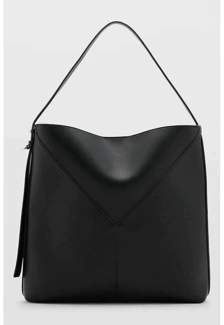 Geanta bucket de piele ecologica, Negru