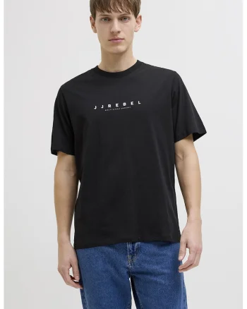 Tricou lejere din bumbac cu imprimeu logo, Negru