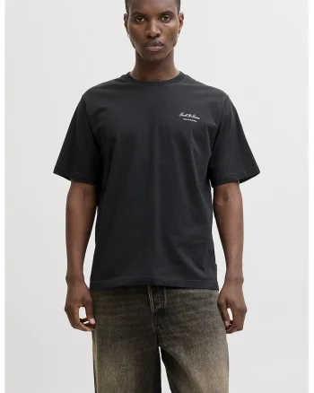 Tricou de bumbac organic cu imprimeu logo, Negru
