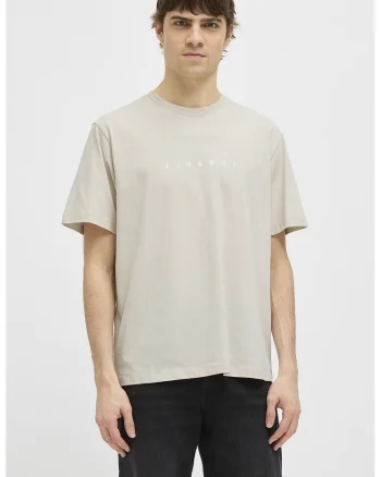 Tricou lejere din bumbac cu imprimeu logo, Maro nisip
