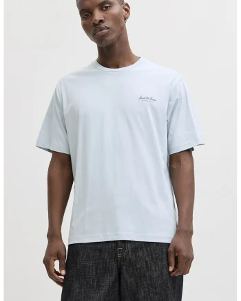 Tricou de bumbac organic cu imprimeu logo, Albastru pastel