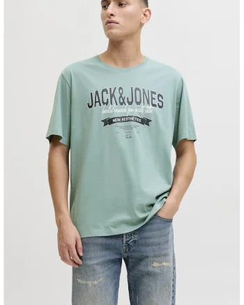 Tricou de bumbac organic cu imprimeu logo pe piept, Turcoaz