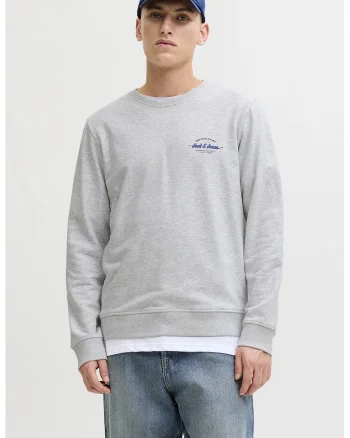 Bluza de trening din amestec de bumbac organic cu logo discret, Gri deschis melange