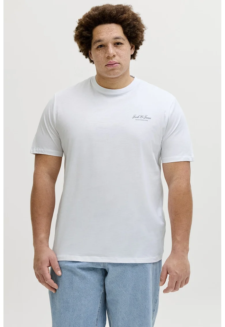 Tricou de bumbac organic cu decolteu la baza gatului, Alb optic