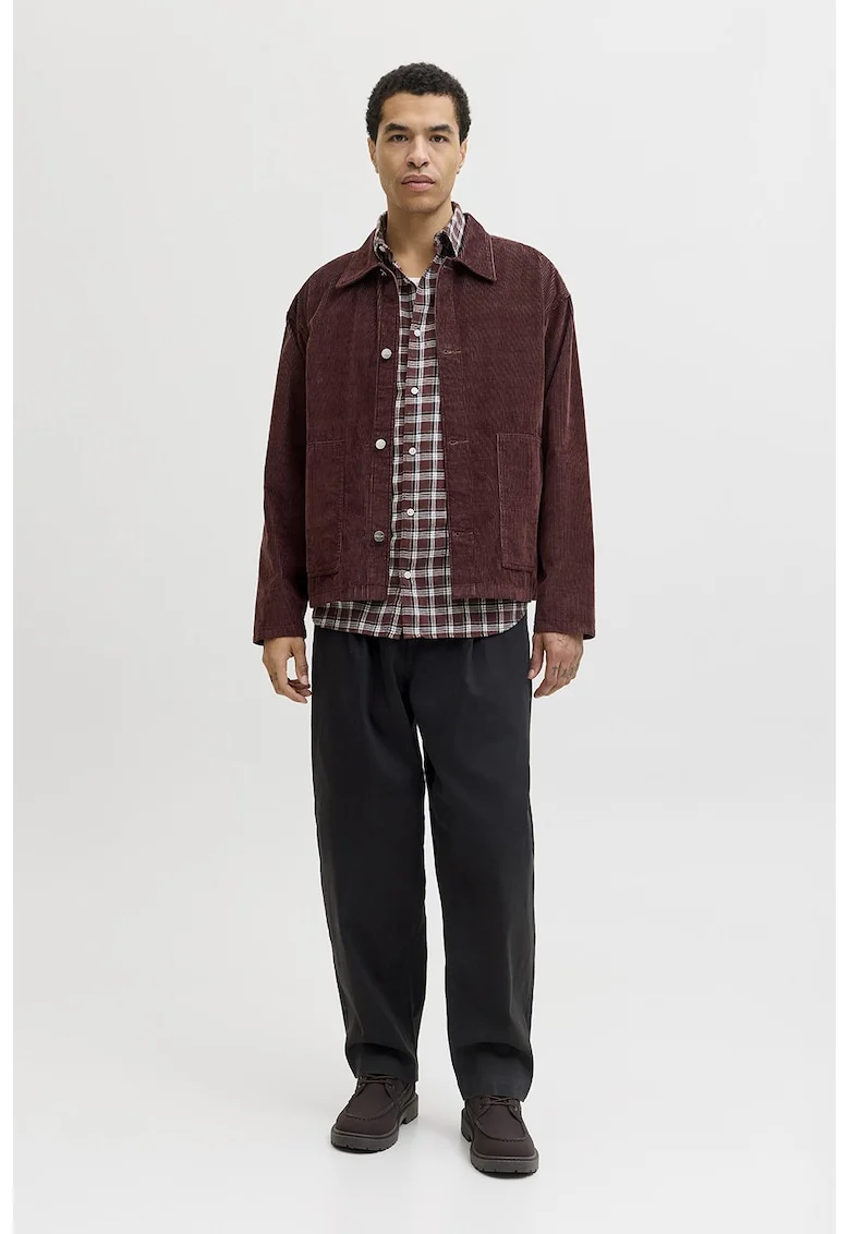 Pantaloni barrel fit de bumbac organic, Negru