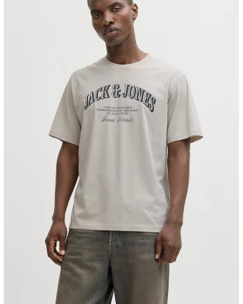 Tricou de bumbac organic cu imprimeu logo, Alb murdar