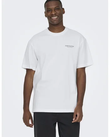 Tricou relaxed fit de bumbac organic cu imprimeu, Portocaliu/Alb optic