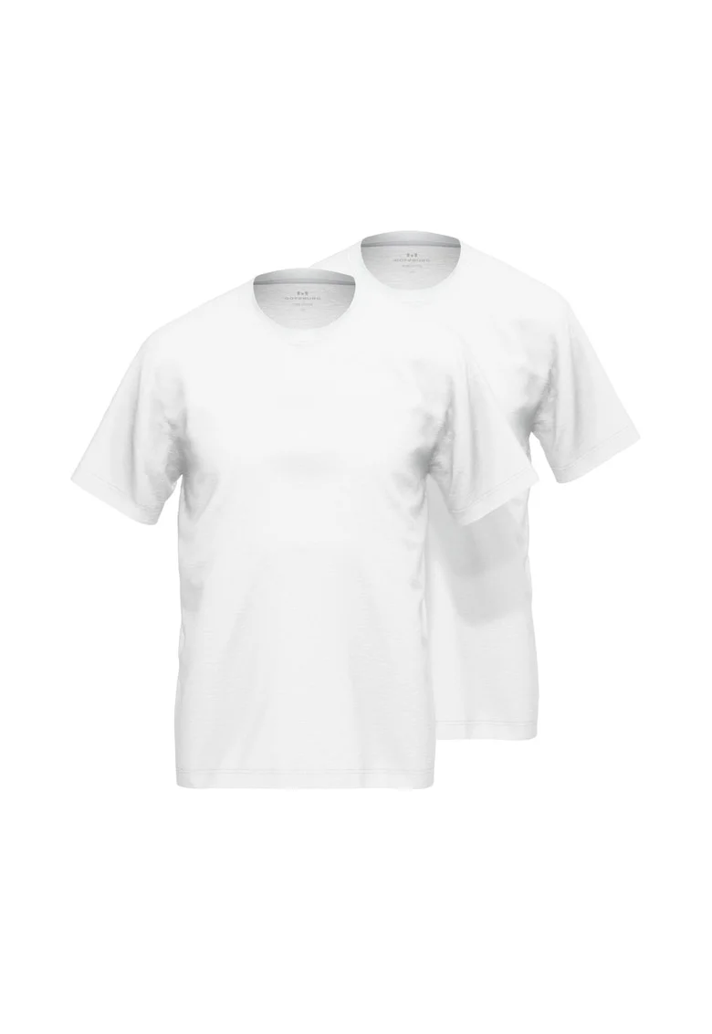 Set de tricouri cu decolteu la baza gatului si model uni - 2 piese, Alb