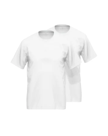 Set de tricouri cu decolteu la baza gatului si model uni - 2 piese, Alb