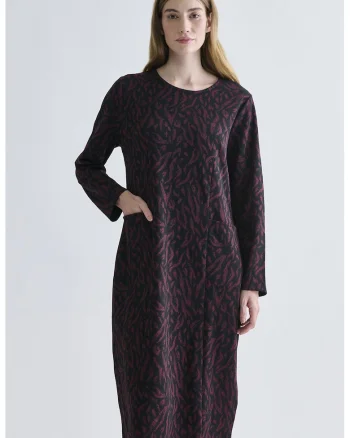 Rochie midi cu imprimeu grafic, Rosu/Negru