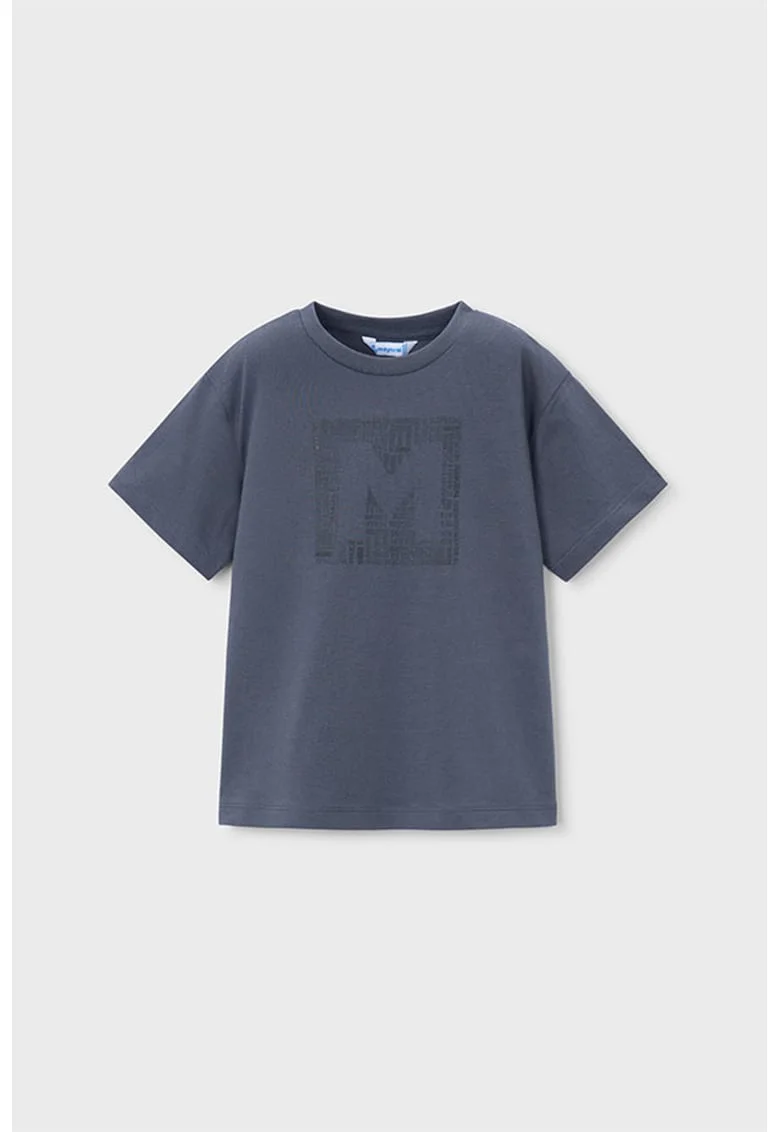 Tricou de bumbac cu imprimeu logo, Gri carbune