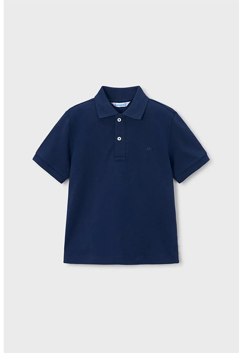 Tricou polo din material pique cu fenta cu nasturi, Albastru ultramarin