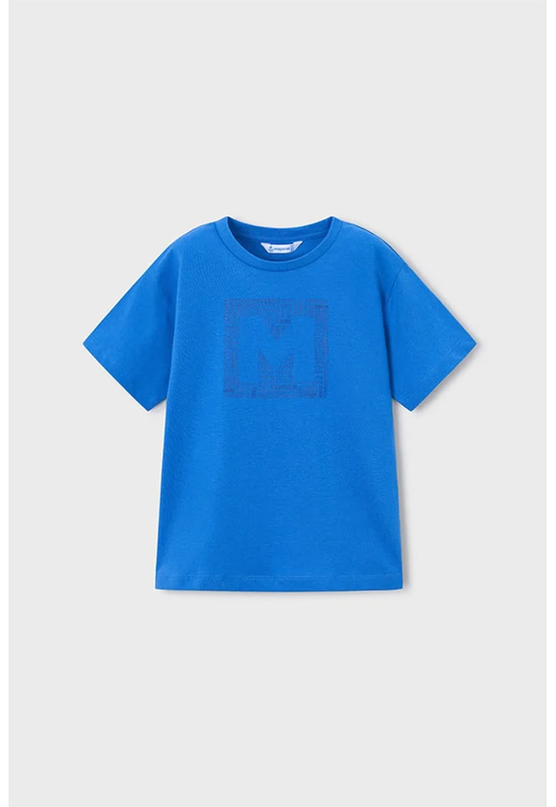 Tricou de bumbac cu imprimeu logo, Albastru royal