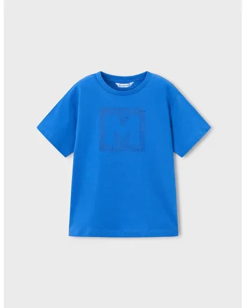 Tricou de bumbac cu imprimeu logo, Albastru royal