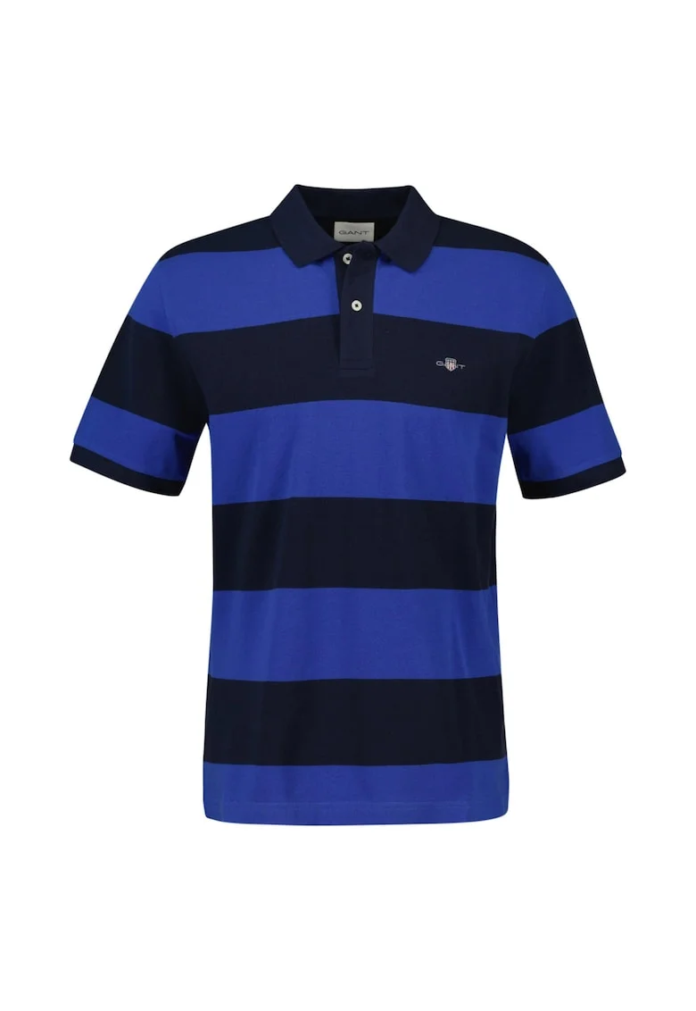 Tricou polo din bumbac cu model in dungi, Albastru royal/Bleumarin