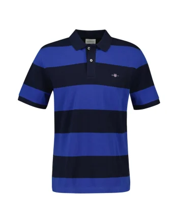 Tricou polo din bumbac cu model in dungi, Albastru royal/Bleumarin