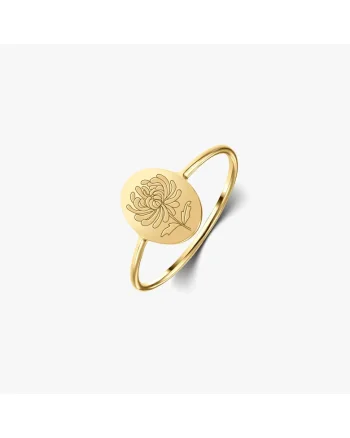 Inel din argint Birth Flower Golden - November Chrysanthemum