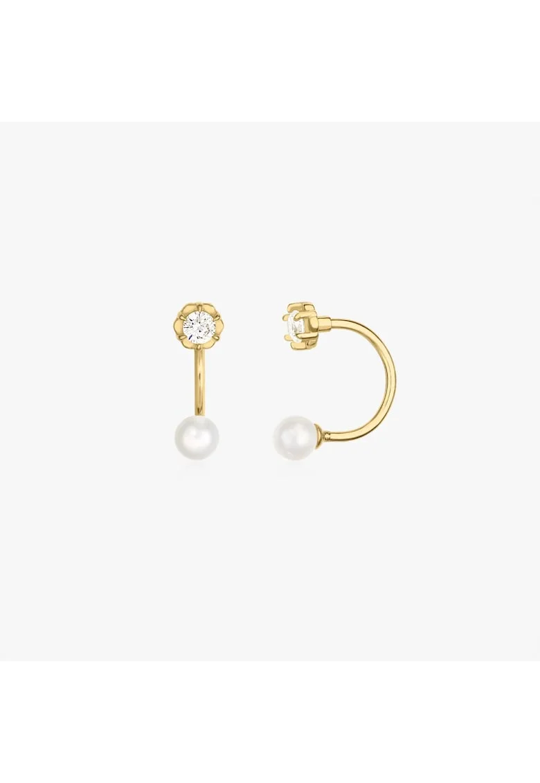 Cercei din aur Pearl and stone jacket - Perle Naturale