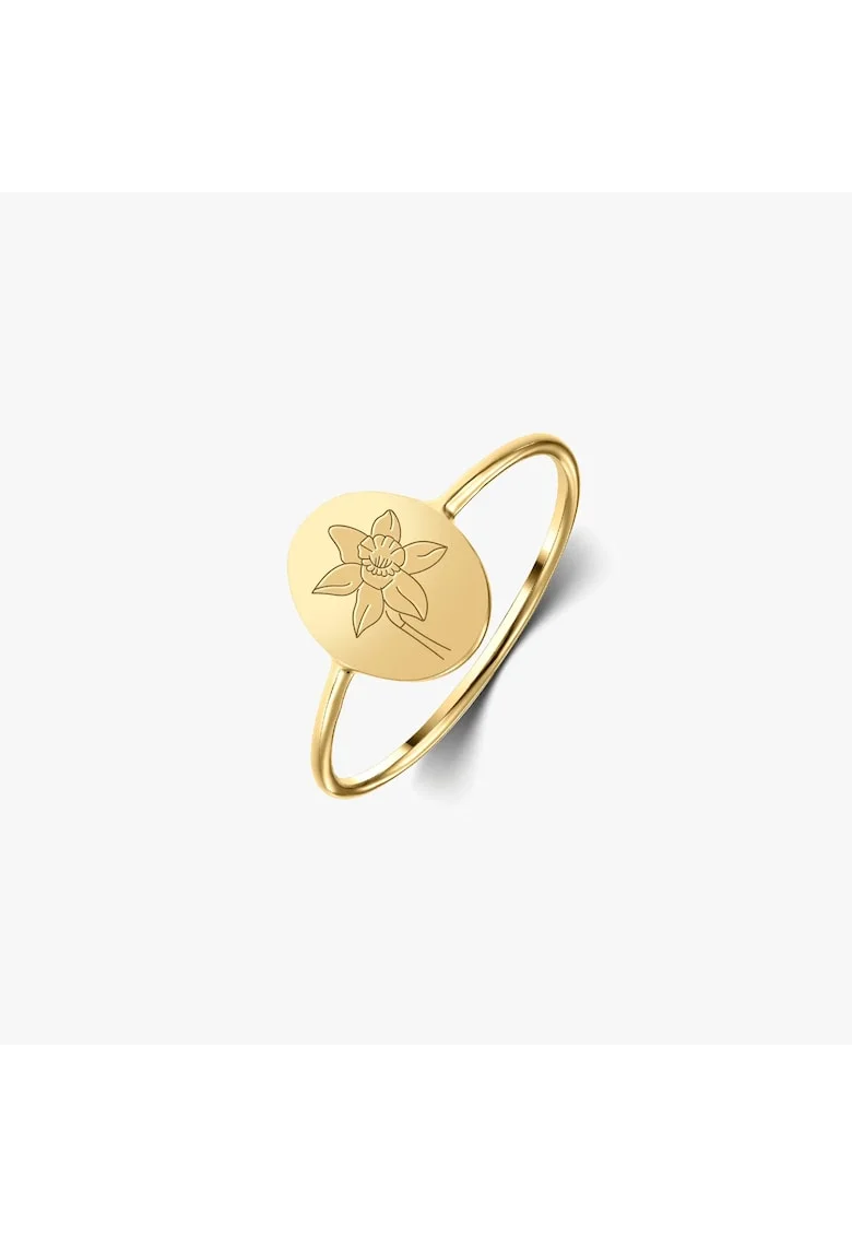 Inel din argint Birth Flower Golden - March Daffodil