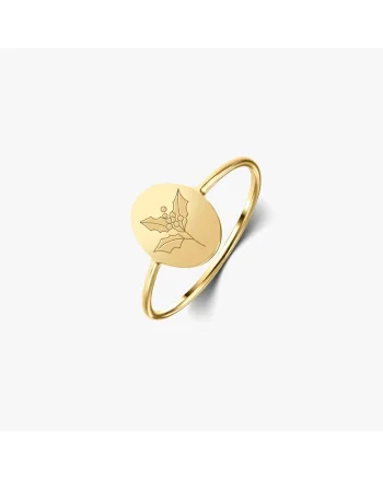 Inel din argint Birth Flower Golden - December Holly