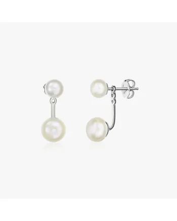 Cercei din argint 925 cu perle naturale, design modern, set