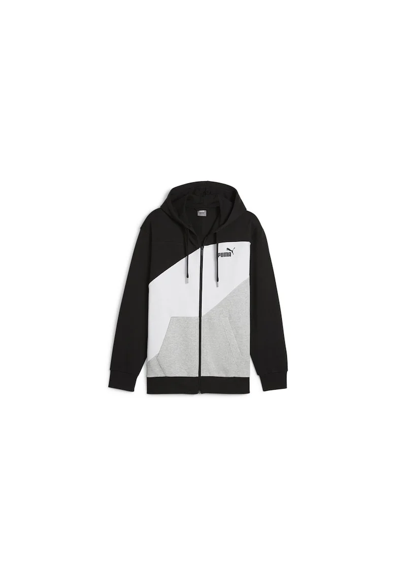 Hanorac cu fermoar si gluga  Power Colorblock Multicolor Bumbac, Negru/Gri