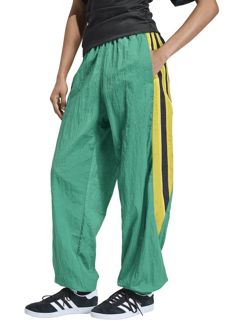 Pantaloni relaxed fit cu logo lateral Santiago, Verde/Negru/Galben