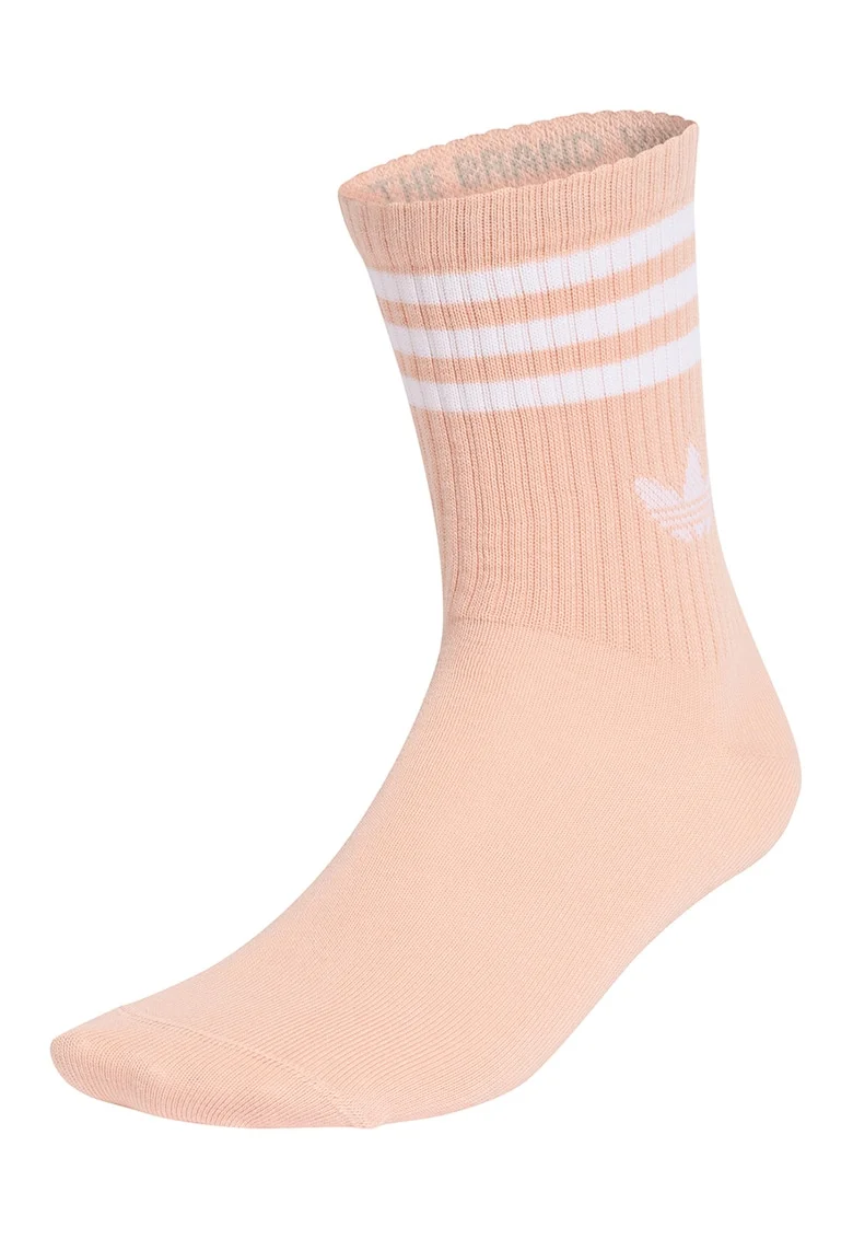 Set de sosete lungi unisex cu detaliu logo - 3 perechi, Alb/Roz somon