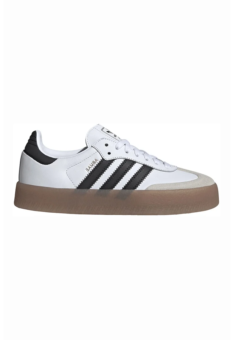 Pantofi sport Samba cu insertii de piele intoarsa, Alb/Negru/Bej deschis