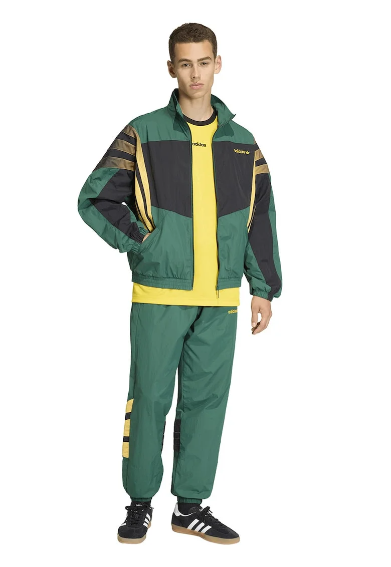 Pantaloni de trening cu logo brodat Santiago, Verde/Negru/Galben