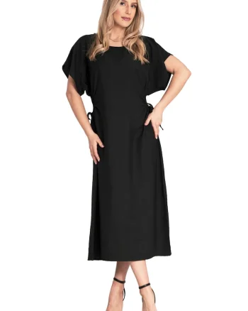 Rochie elegantă lejeră, Rochie midi,  confortabila, material de inalta calitate, eleganta simpla, viscoza,, Negru