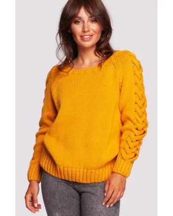 Pulover  BK090, oversize, cu maneci, Miere