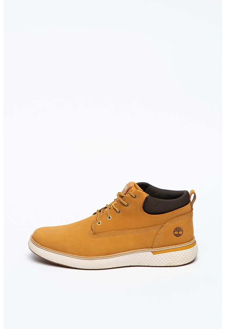 Ghete chukka de piele cu garnituri textile Cross Mark, Maro camel