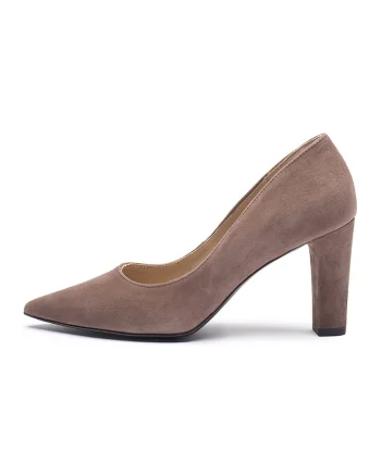 Pantofi de piele cu toc masiv Phoebe, Maro inchis