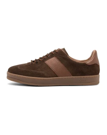 Pantofi sport din piele si piele intoarsa Nora, Maro inchis/Maro camel