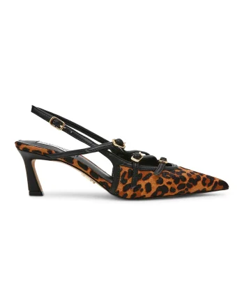 Pantofi cu animal print, Maro inchis/Negru