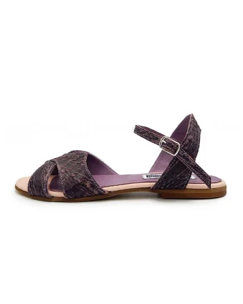 Sandale din piele cu aspect texturat, Maro inchis/Negru
