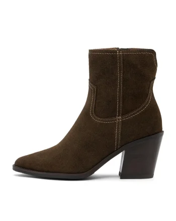 Botine din piele intoarsa cu toc cubanez Kora