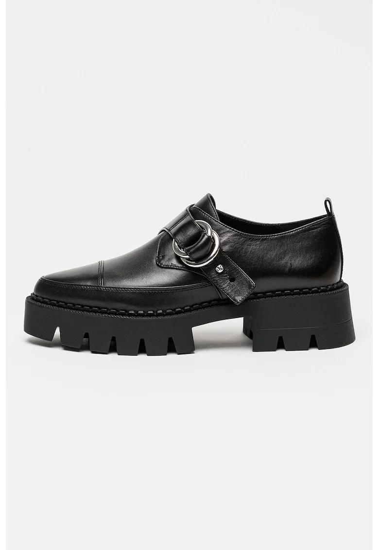 Pantofi casual din piele cu varf migdalat Jaden, Negru