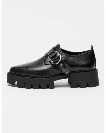Pantofi casual din piele cu varf migdalat Jaden, Negru